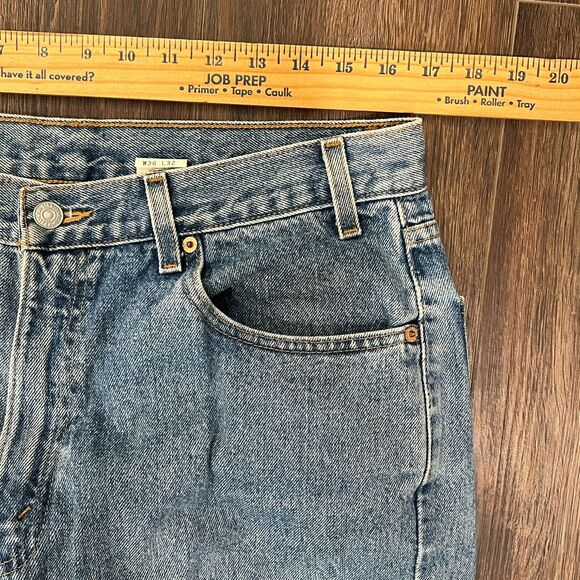 VINTAGE Levis Jeans Mens 36x32 Blue 550 Relaxed Fit Red Tab 90s Raw Hem - Picture 2 of 11